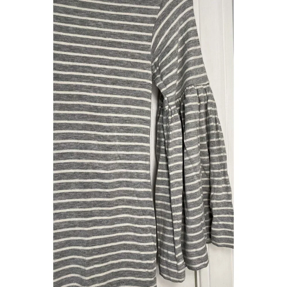 Lou & Grey Women’s Hooded Bell‎ Sleeve Dress Grey White Stripes Small - Picture 2 of 7